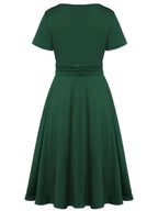 Grace Asymmetrical Knitting Large Skirt V-neck Midi Dresses