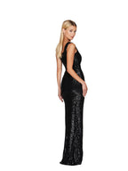 One-shoulder Tie-up Pleated Sweet And Spicy Sequined Dress