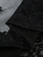 Sheer And Sexy Patchwork Mesh Lace Trim Suspender Long Dress