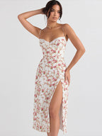 Floral Print Slit Spaghetti Strap Maxi Dress