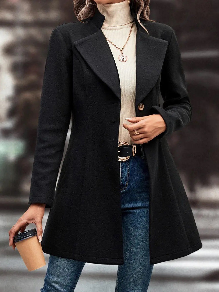 Lapel Slim Fit Woolen Cloth Draping Coats