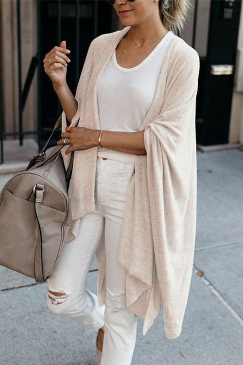 Open Front Irregular Kimo Cloak Cardigan