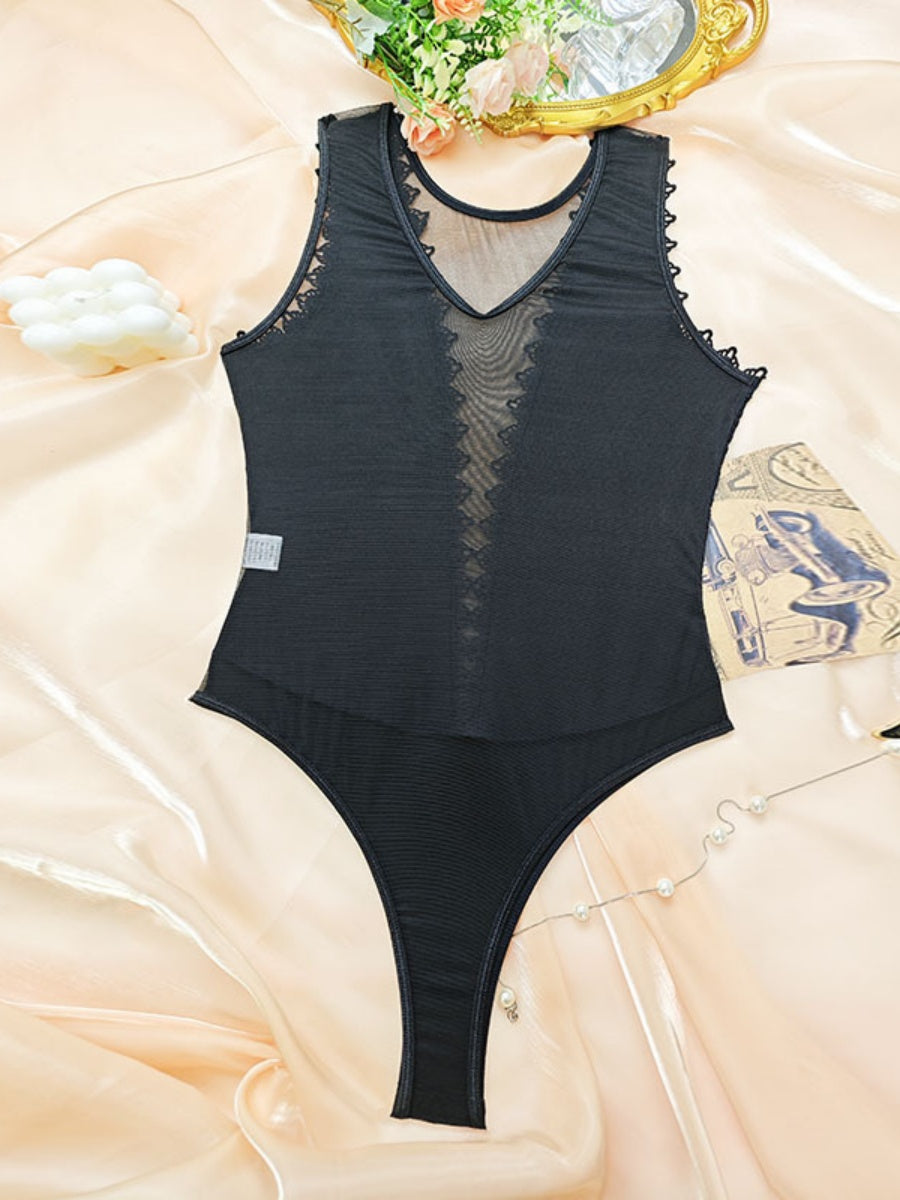 Lace Trim Hollow Bodysuits