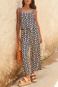 Ric Rac Print Square Neck Cami Top Drawstring Waist Wide Leg Pants Set