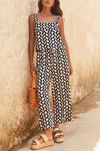 Ric Rac Print Square Neck Cami Top Drawstring Waist Wide Leg Pants Set