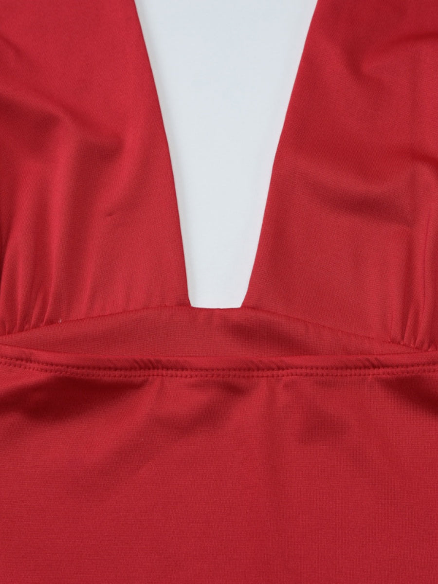 Deep V Backless Halter Jacket Tank Tops