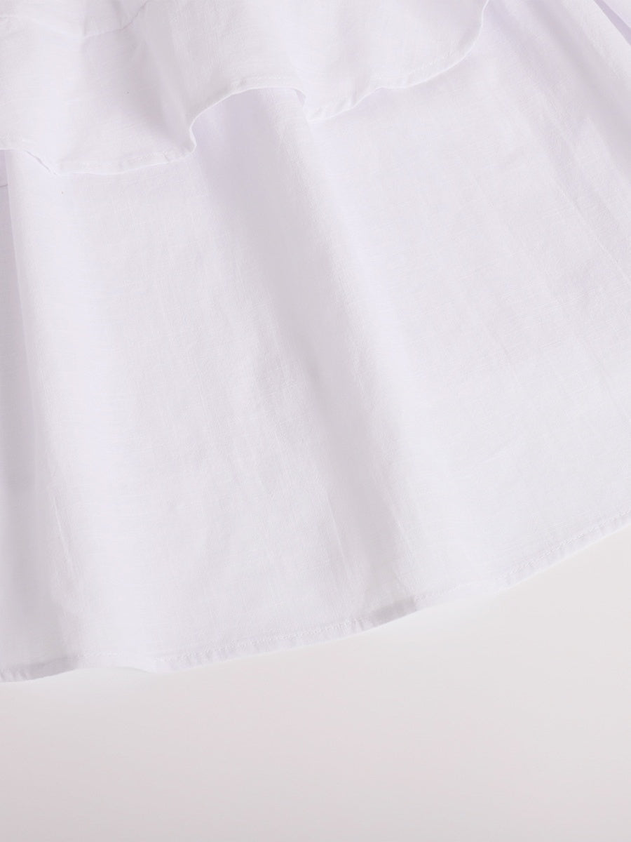Pure Cotton Cake Skirt Backless Camisoles Beach Cover-up Mini&Short Dresses