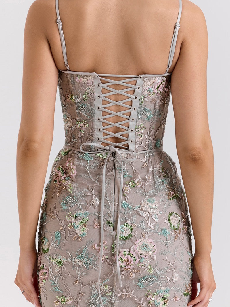 Low-cut Sleeveless Sexy Backless Tie-up Long Dress