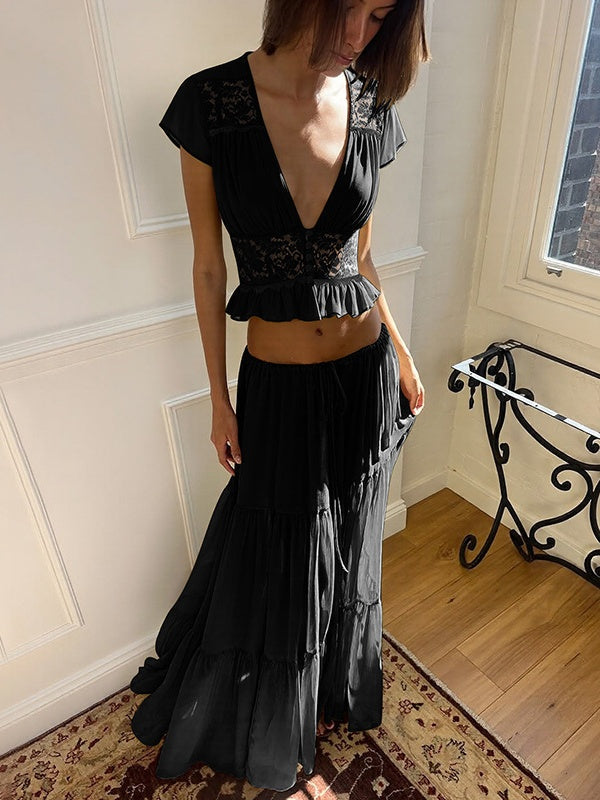 Silk Chiffon Cardigan T-shirt Loose See-through Long Dress With Tie