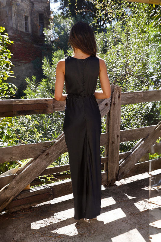 Vanesa Chic Deep V Neck Sleeveless Backless Dress Elevated Occasion Wear
