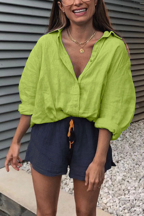 Lapel Button Down Long Sleeve Shirt