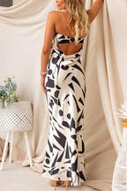 Geometric Printed Tube Top Maxi Party Dress