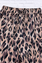 Round Neck Top and Leopard Pants Set _ Women__ Two-Piece Casual Chic Outfit for Everyday Style
