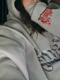 Rhinestone Print Fleece Couple Style Oversized Hoodie