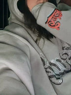 Rhinestone Print Fleece Couple Style Oversized Hoodie