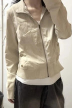 Casual Turn-Down Collar Short Jacket
