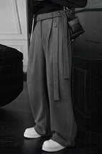 Chic Relaxed Fluid Ribbon Curved Pants