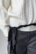Cropped Ribbed Turtleneck Knit Sweater