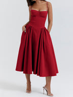 Vintage Solid Cami Midi Dress
