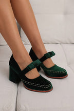 Square-toe Bow High Heels