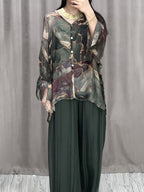 Baroque Style Printed Shirt Wide-leg Pant Suit