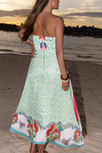 Unique Printed Sleeveless Off-shoulder Casual Vacation Midi Dress