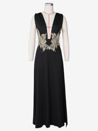 Prom Dresses V-Neck Embroidered High-slit Semi Formal Long Dress