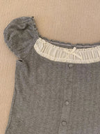 Lace edge contrast stitching Short Sleeves SKnits