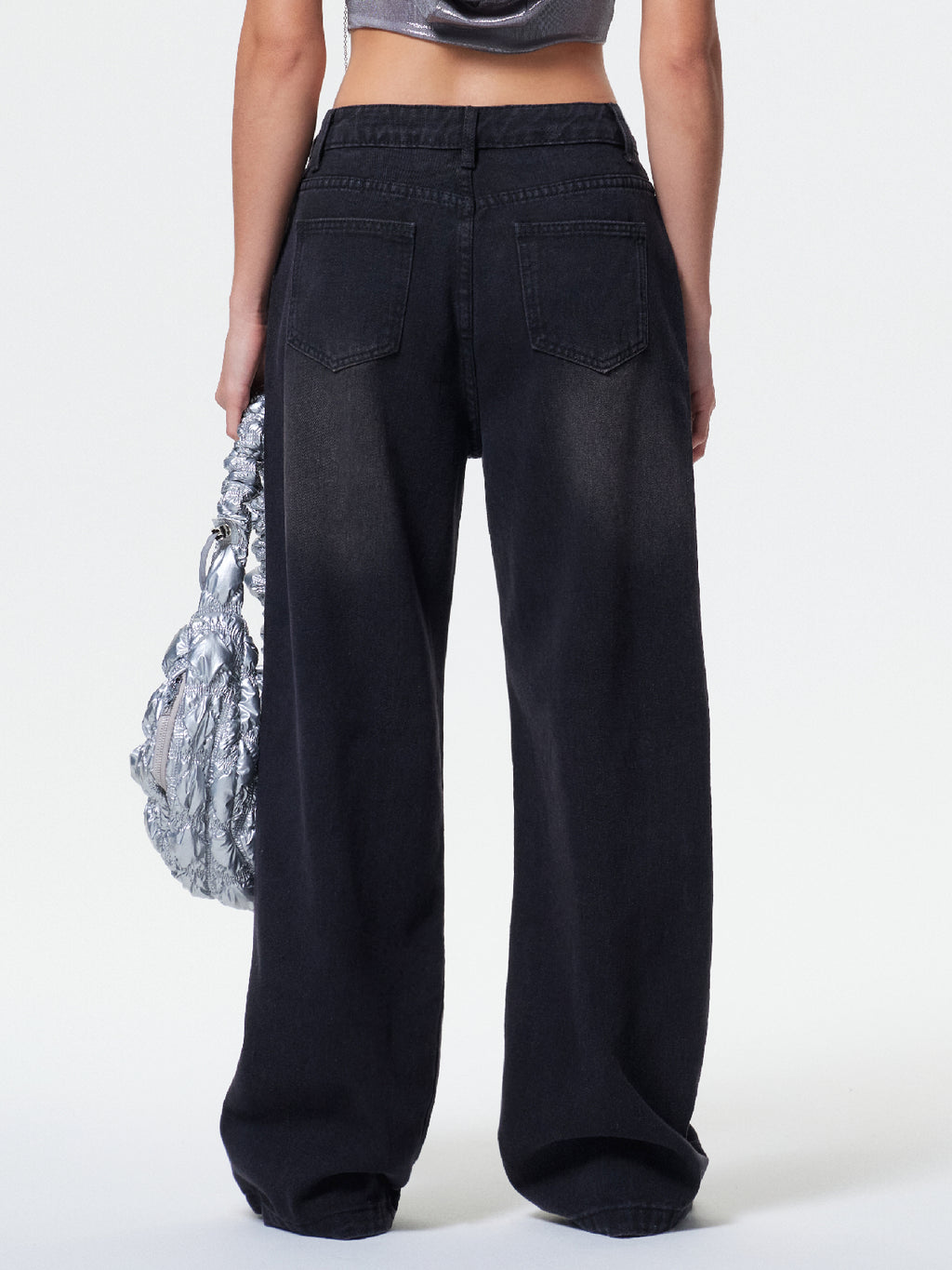 Pocket Design Blue Wash Boyfriend Jeans