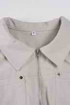 Zip Up Solid Color Utility Jacket