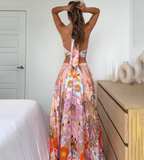 Passionate Floral Lace-Up Summer Two-pieces Set