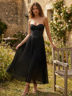 Pleated Corset Bustier Bodice Sleeveless Maxi Party Dress For Women 2026