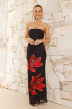 Zulema Elevated Maxi Dress Black / Red Designer Edit
