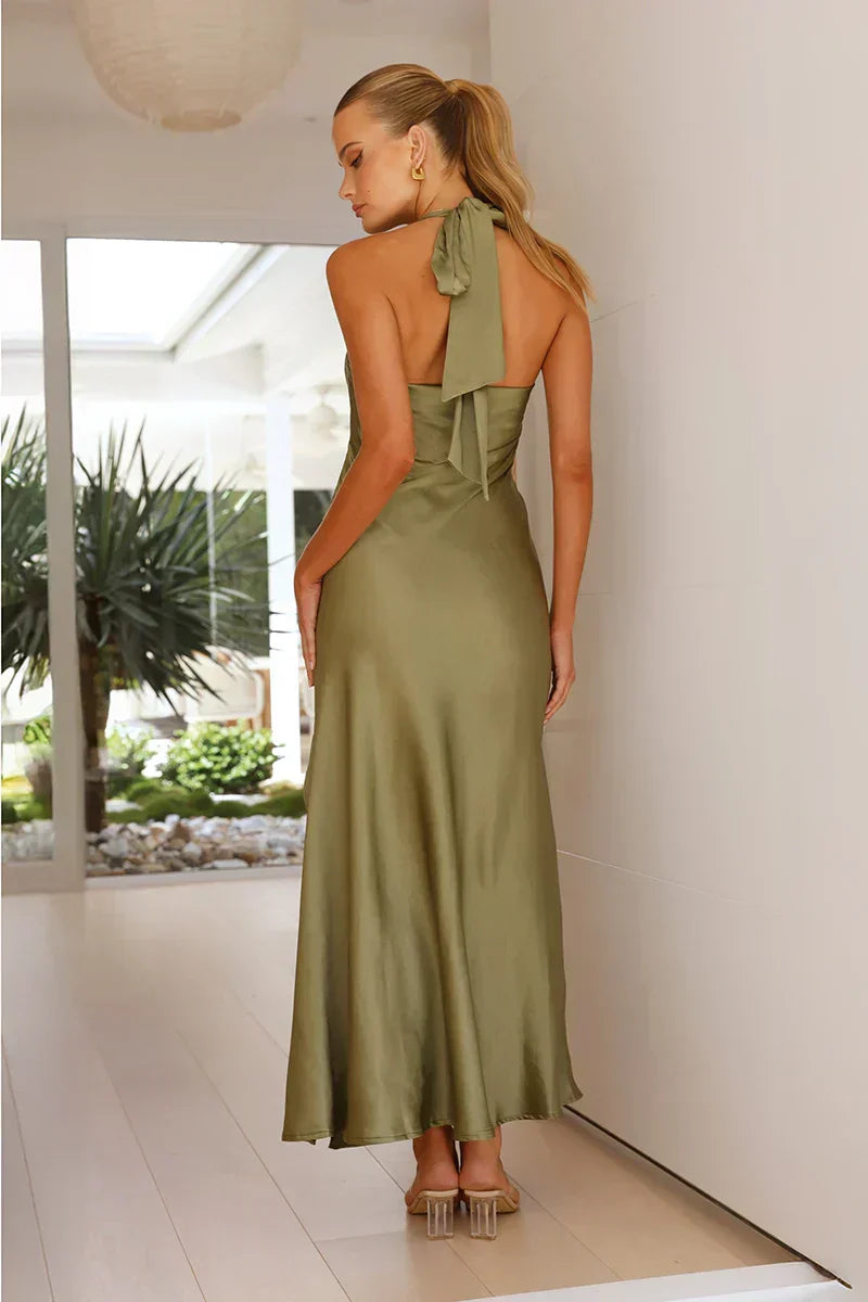 Beatriz Premium Maxi Dress Olive Green Designer Edit