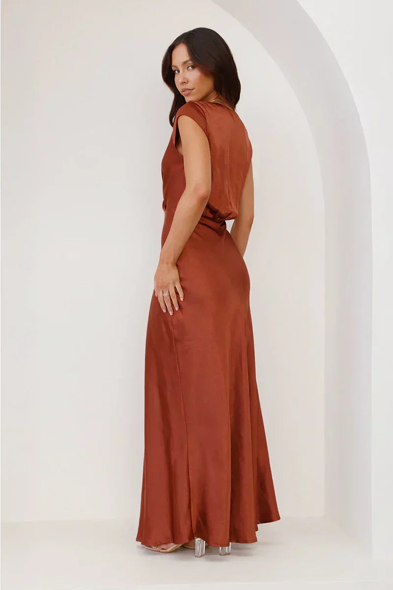 Lucrecia Elevated Maxi Dress Rust Premium Wardrobe Essential