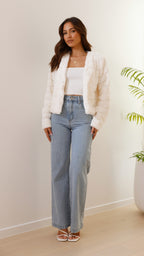 | Teddy crop jacket, line pattern