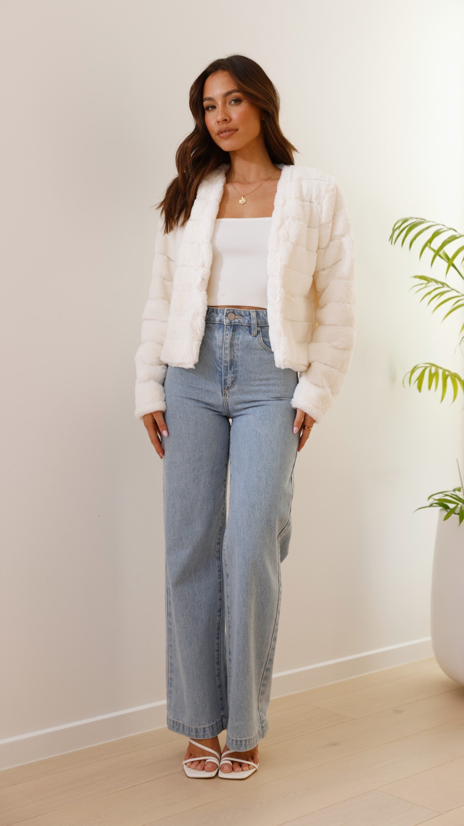 | Teddy crop jacket, line pattern