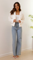 | Teddy crop jacket, line pattern