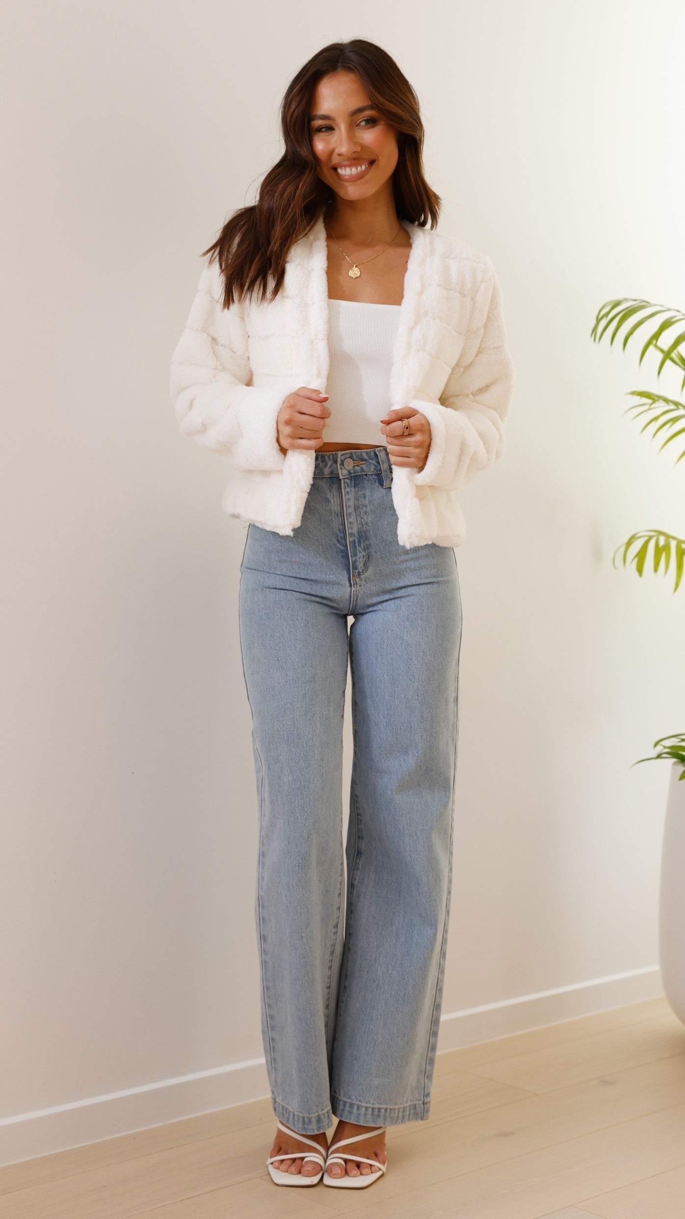 | Teddy crop jacket, line pattern