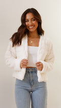 | Teddy crop jacket, line pattern