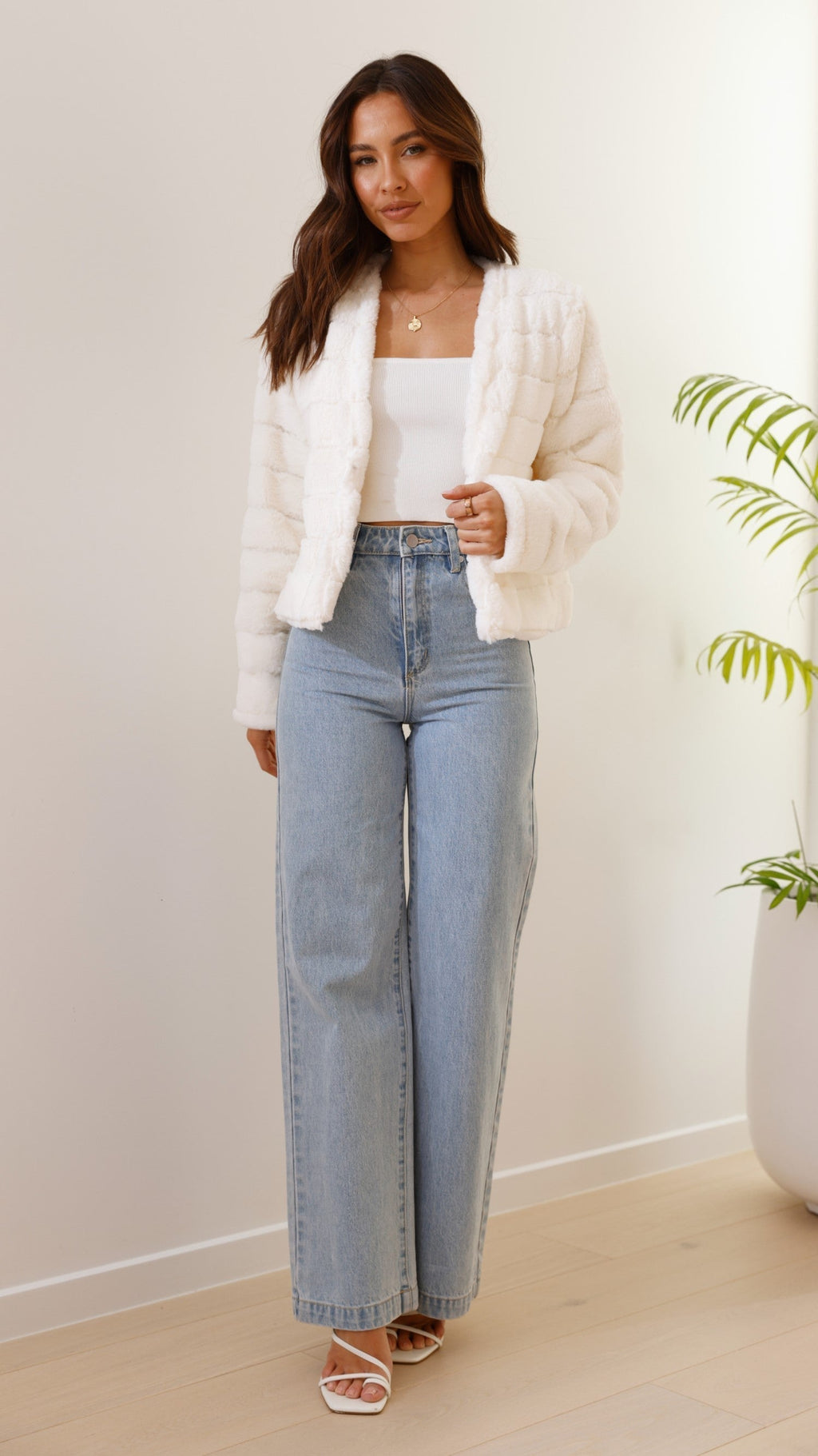 | Teddy crop jacket, line pattern