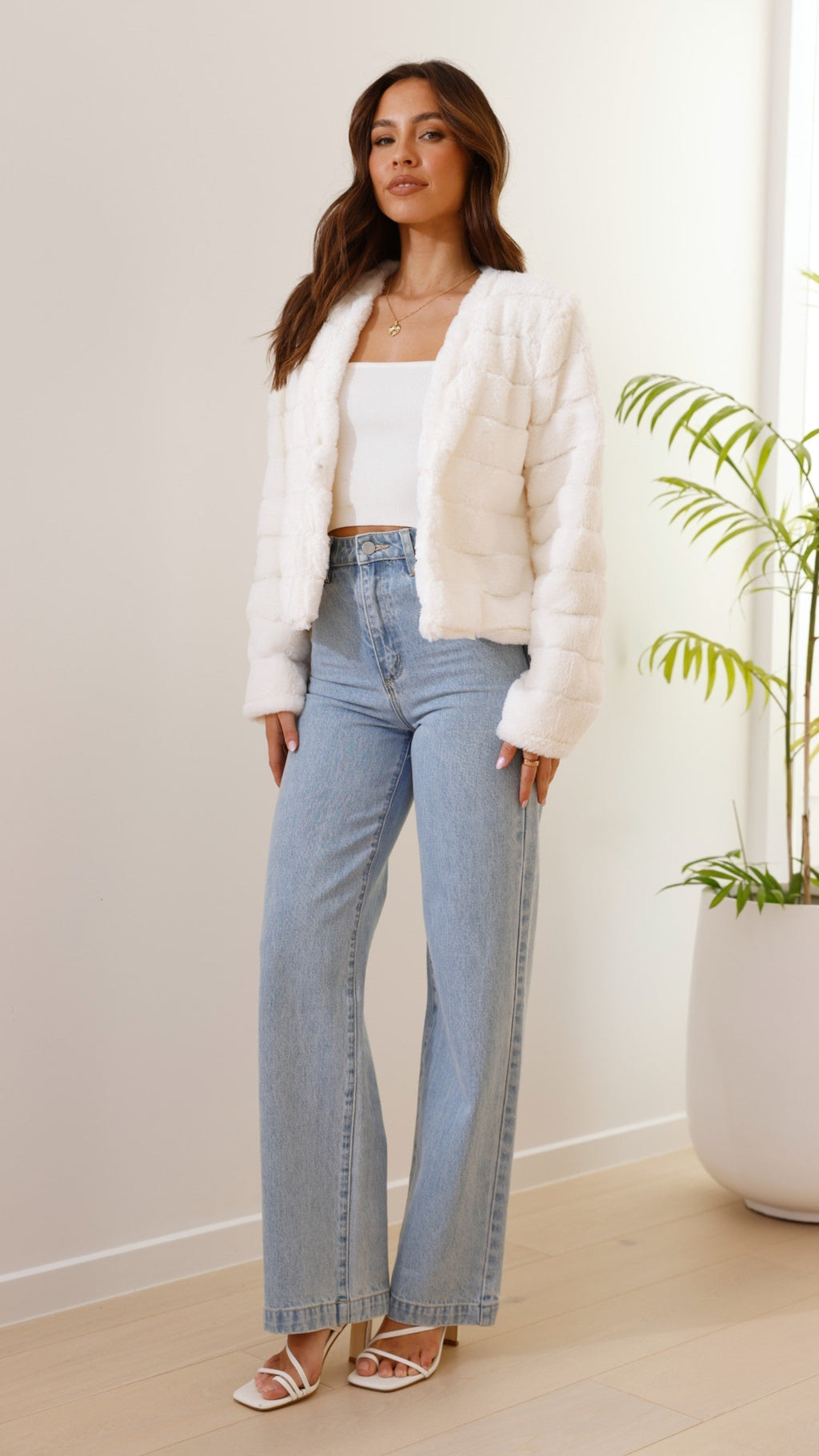 | Teddy crop jacket, line pattern