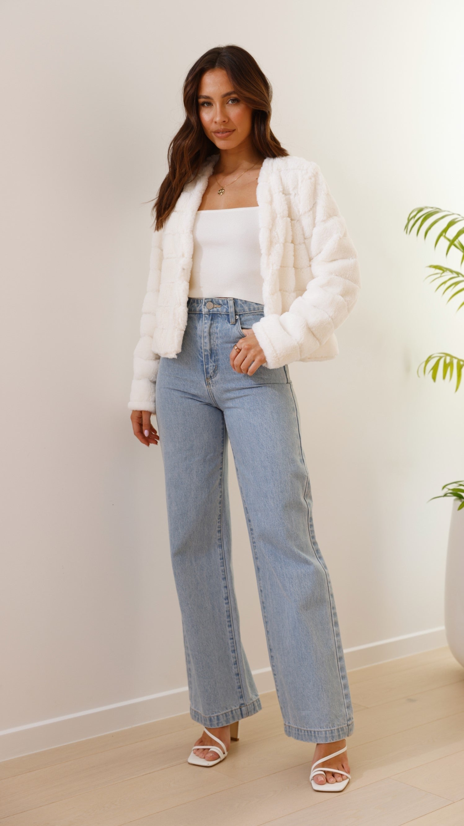 | Teddy crop jacket, line pattern