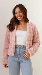 | Teddy crop jacket, line pattern