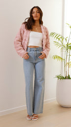 | Teddy crop jacket, line pattern