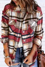 Scarlet Casual Plaid Button-Down Shacket _ Women__ Soft Brushed Plaid Jacket for Fall & Winter Layers