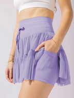 Culottes Sports Pocket Mesh High Waist Skirts