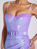 Feather Sequins Belts&Chain Diamond Parties Mini&Short Dresses
