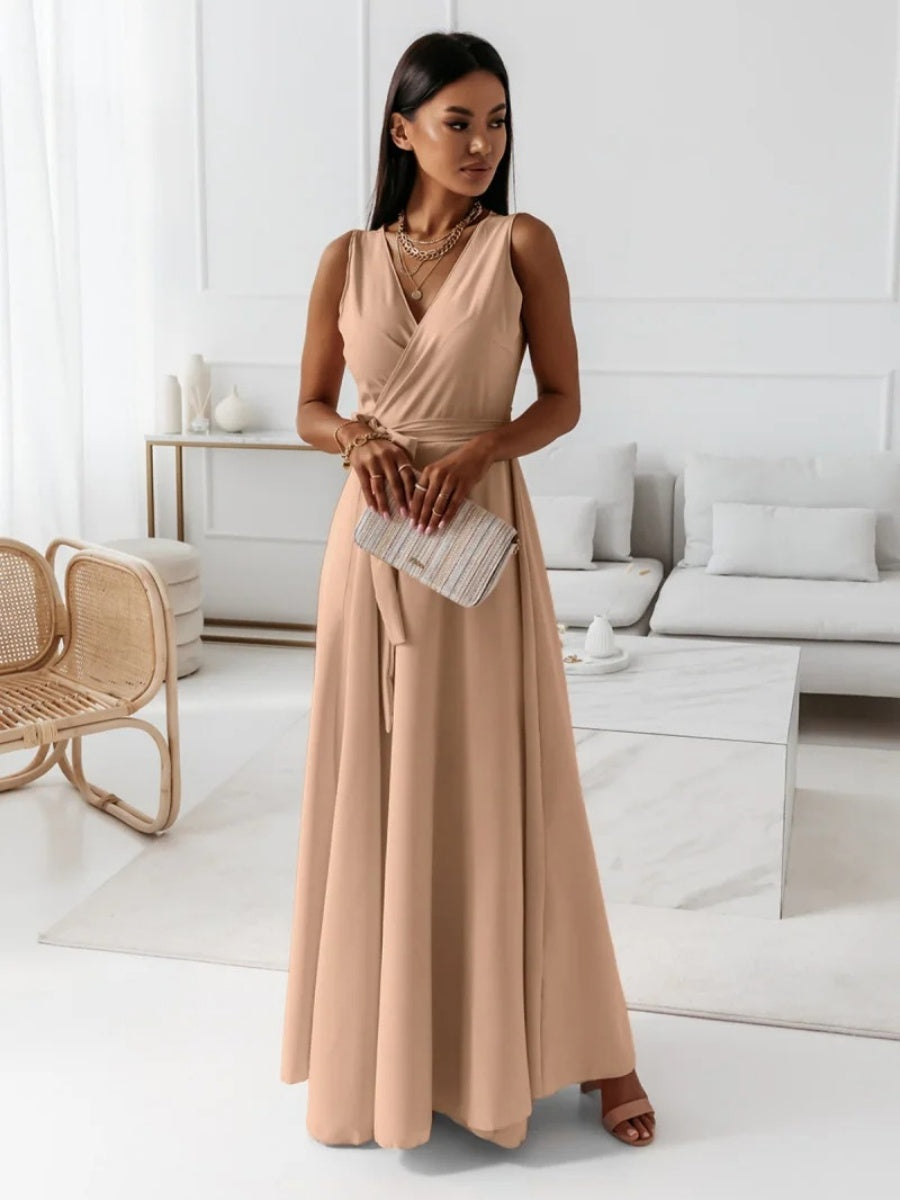 Lace Up V-neck Formal Dress Maxi Dresses