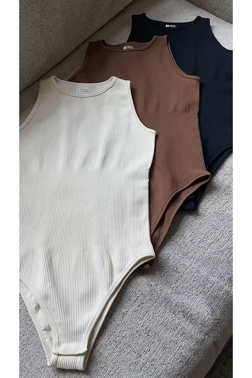 Sleeveless Stretchy Triangle Swim Inspired Bodysuit